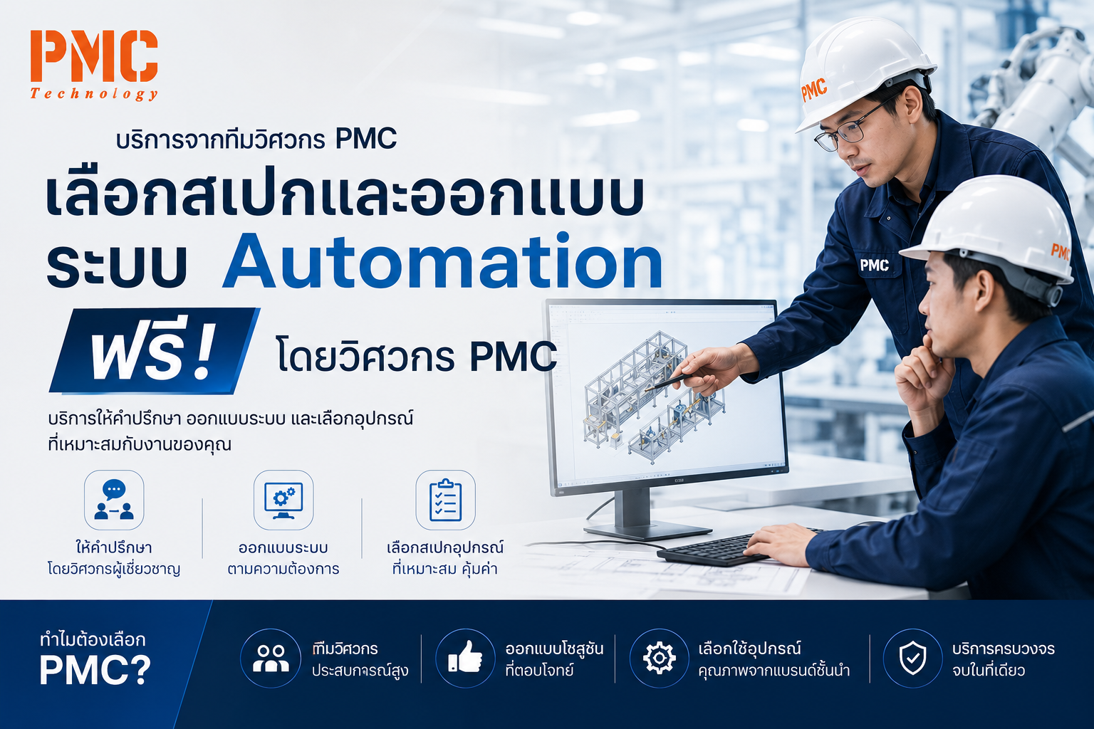 บริการเลือกสเปกและออกแบบระบบ Automation ฟรี โดยวิศวกร PMC